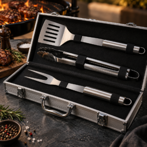 Set de Parrilla Acero Inoxidable con Estuche