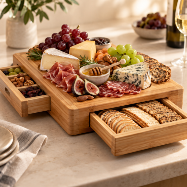 Tabla de Bambu Premium con Bandejas